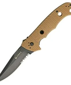 CRKT 7914DB Desert Cruiser, 3.75" 8Cr14MoV Black Combo Blade, Desert Tan Zytel Handle