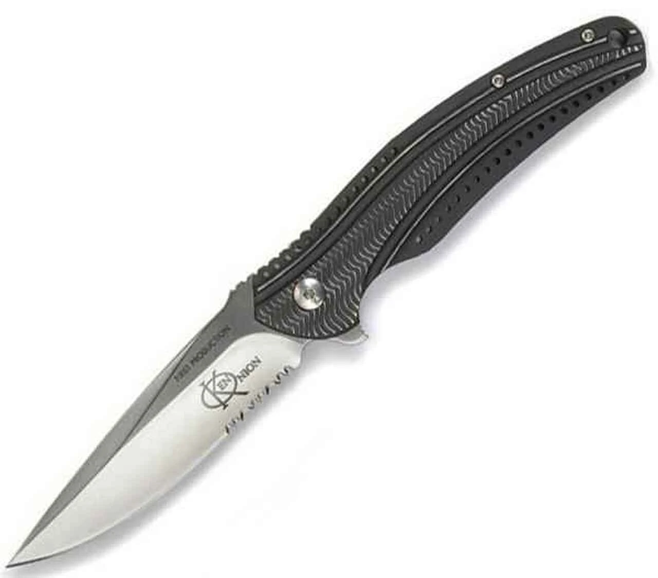 CRKT Columbia River Onion Ripple, Charcoal Stainless Steel Handle, Combo Edge 1 CRKT Columbia River Onion Ripple, Charcoal Stainless Steel Handle, Combo Edge