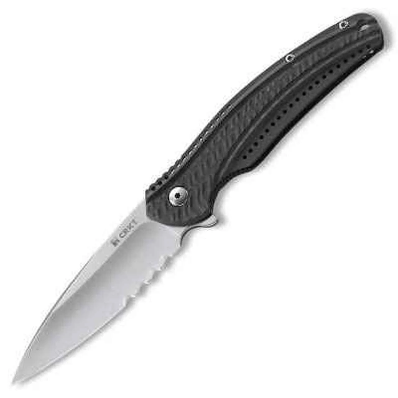 CRKT Columbia River Ripple, Stainless Grey Handle, Combo Edge 1 CRKT Columbia River Ripple, Stainless Grey Handle, Combo Edge