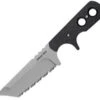 Cold Steel CS49HTFS Mini Tac, 3.75" AUS 8A SS Serrated Blade, Tanto Point, Black G-10 Handle, Secure-Ex Neck Sheath