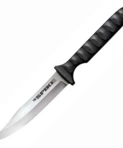 Cold Steel CS53NBS Bowie Spike, 4" 4116 German SS Plain Blade, Black Grivory Handle, Secure-Ex® Neck Sheath