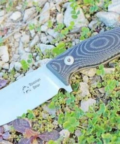 Dendra Knives Dendra Russian Bear Fixed Blade, Satin Niolox Steel, Black Micarta Handle