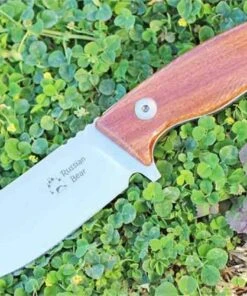 Dendra Knives Dendra Russian Bear Fixed Blade, Satin Niolox Steel, Santos Wood Handle