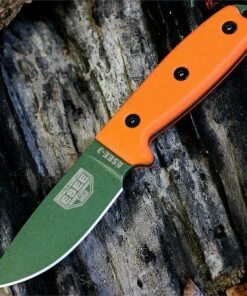 ESEE Knives, 3P-KO-OD, Olive Drab Blade, Plain Edge, Orange G-10 Handle, Knife Only, No Sheathing