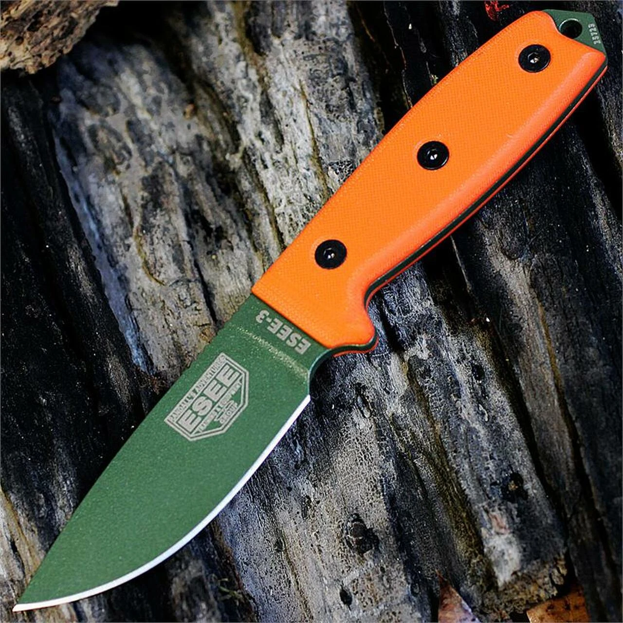 ESEE Knives ESEE 3P-OD Plain Edge, Orange G-10 Handle, Black Sheath 1 ESEE Knives ESEE 3P-OD Plain Edge, Orange G-10 Handle, Black Sheath