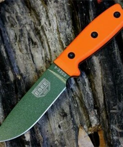 ESEE Knives *ESEE 4P-MB-OD, Orange G-10 Handles with MOLLE Back and Clip Plate, Plain Edge