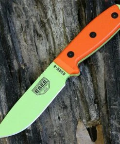 ESEE Knives ESEE Model 4, Orange Handle, Venom Green Power Coat Blade