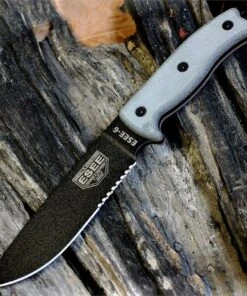 ESEE Knives, 6S-KO, Black Blade, Partially Serrated Edge, Micarta Handle, Knife Only, No Sheathing