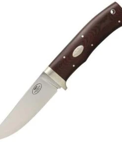 Fallkniven Hunting Knife, Maroon Micatra Handle, Leather Sheath