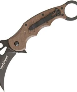 Fox Knives USA FOX Knives Folding Karambit 479E, 3.2 in. N690Co Black blade, Dark Earth G10 Handles