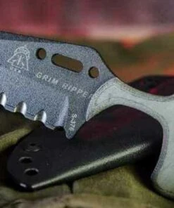 TOPS Grim Ripper, Black Linen Micarta Handle, Kydex Sheath