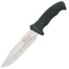 Hen & Rooster HR0009 Bowie, 6" SS Plain Blade, Black Rubber Handle, Black Leather Sheath