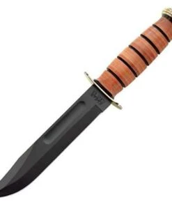 Ka-Bar USMC Presentation Grade, Brass/Gold Plated, w/ Leather Sheath
