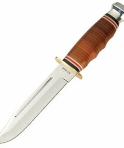 Ka-Bar Marine Hunter, Stacked Leather Handle, Leather Sheath
