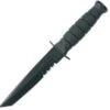 KA-BAR Short Ka-Bar Black Tanto Knife, Serrated, Leather Sheath
