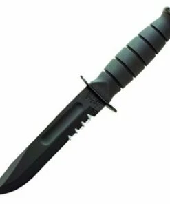 Ka-Bar Ka Bar Short Fighting/Utility Knife, Part Serrated, with Leather Sheath, Model 1257