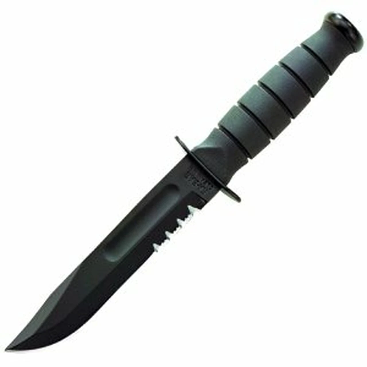 Ka-Bar Ka Bar Short Fighting/Utility Knife, Part Serrated, with Leather Sheath, Model 1257 1 Ka-Bar Ka Bar Short Fighting/Utility Knife, Part Serrated, with Leather Sheath, Model 1257