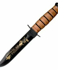 Ka-Bar USMC Iraqi Freedom Knife, Leather Handle