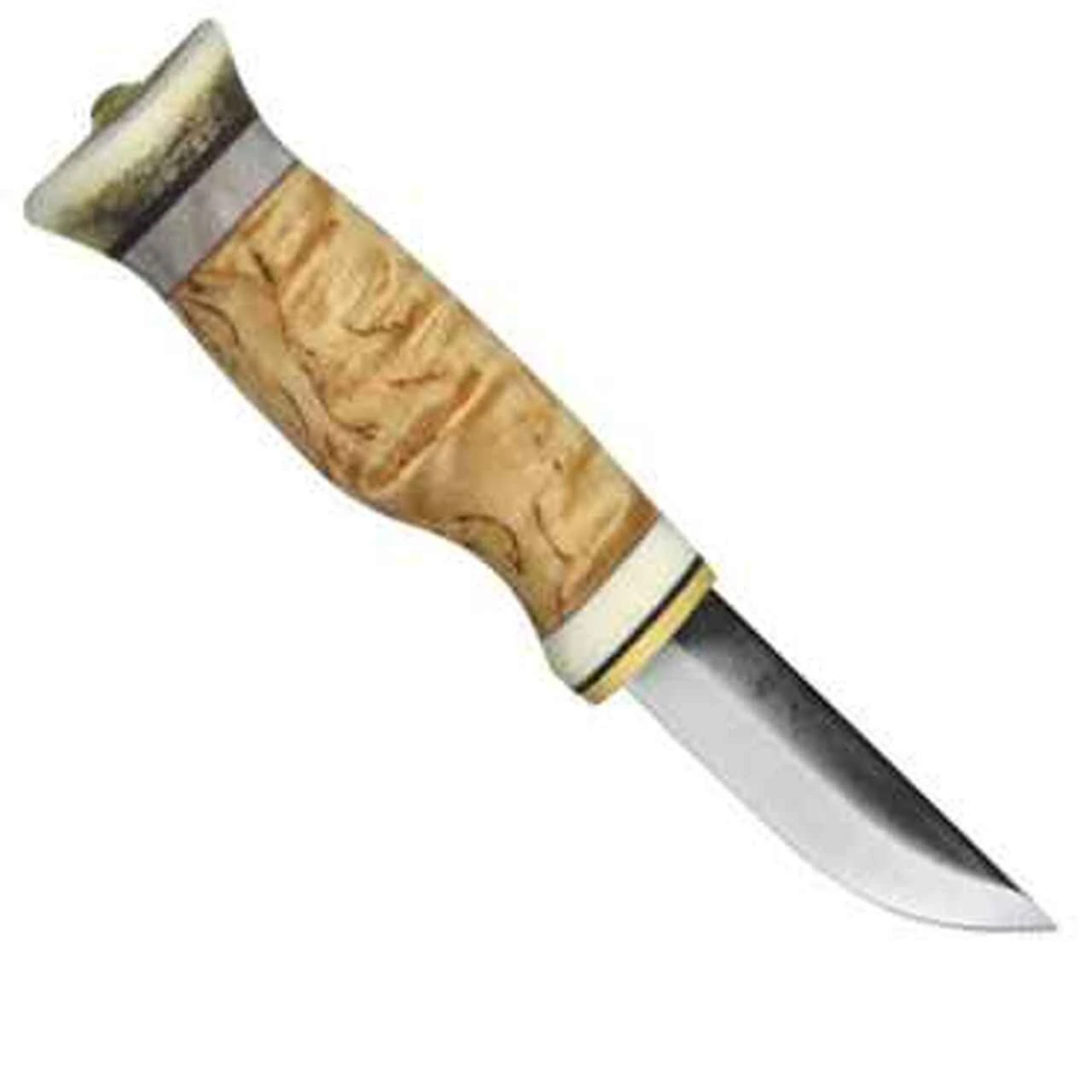 Kero Knives Kero Sami., Curly Birch and Reindeer Antler Handle, 3 in High Carbon Steel Blade 1 Kero Knives Kero Sami., Curly Birch and Reindeer Antler Handle, 3 in High Carbon Steel Blade