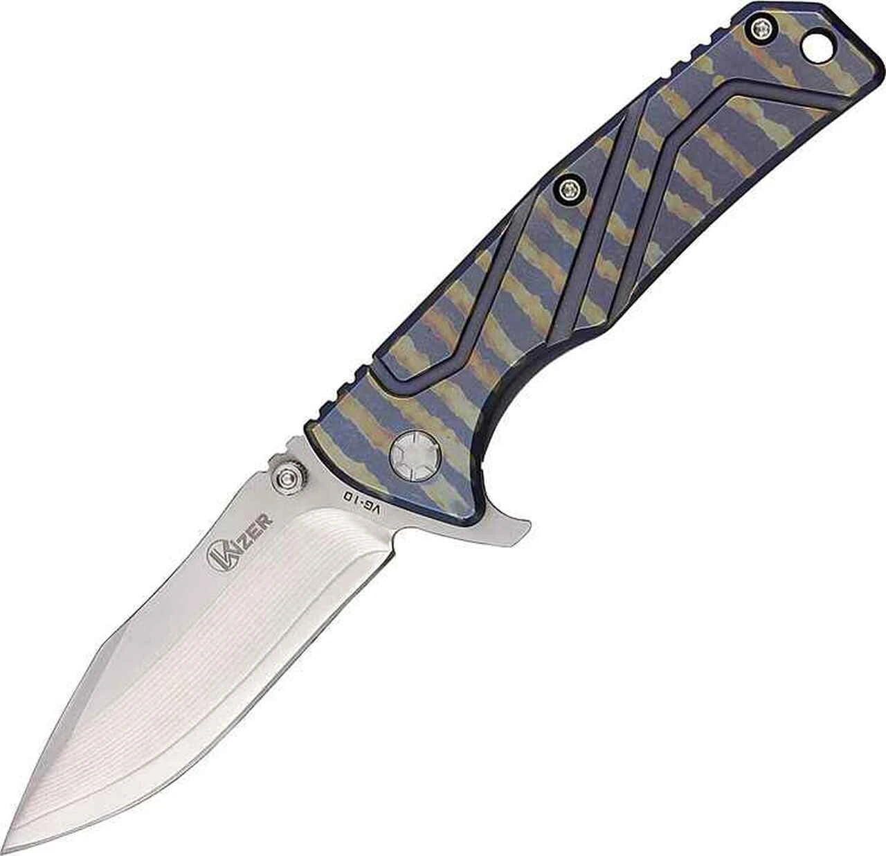 Kizer Cutlery Titanium Folders, VG-10 Damascus Steel Blade, 6AL4V Titanium Handles 1 Kizer Cutlery Titanium Folders, VG-10 Damascus Steel Blade, 6AL4V Titanium Handles