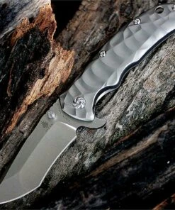 Kizer Cutlery, Caligine, 401DT, 3.58 in. S35VN Tanto Point Stonewashed Blade, Framelock