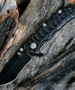 Kizer Cutlery, Caligine, 401DT1, 3.58 in. S35VN Tanto Point Black Stonewashed Blade, Framelock