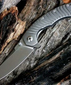 Kizer Cutlery, TomCat, 4450TI1, 3.65 in. S35VN Drop Point/ Sheepsfoot Stonewashed Blade, Framelock