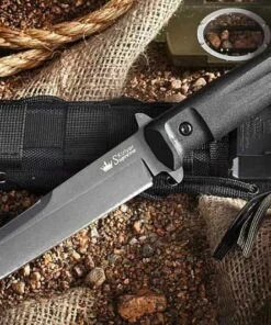 Kizlyar Supreme Trident, D2 Black Fixed Blade, Kraton Handle