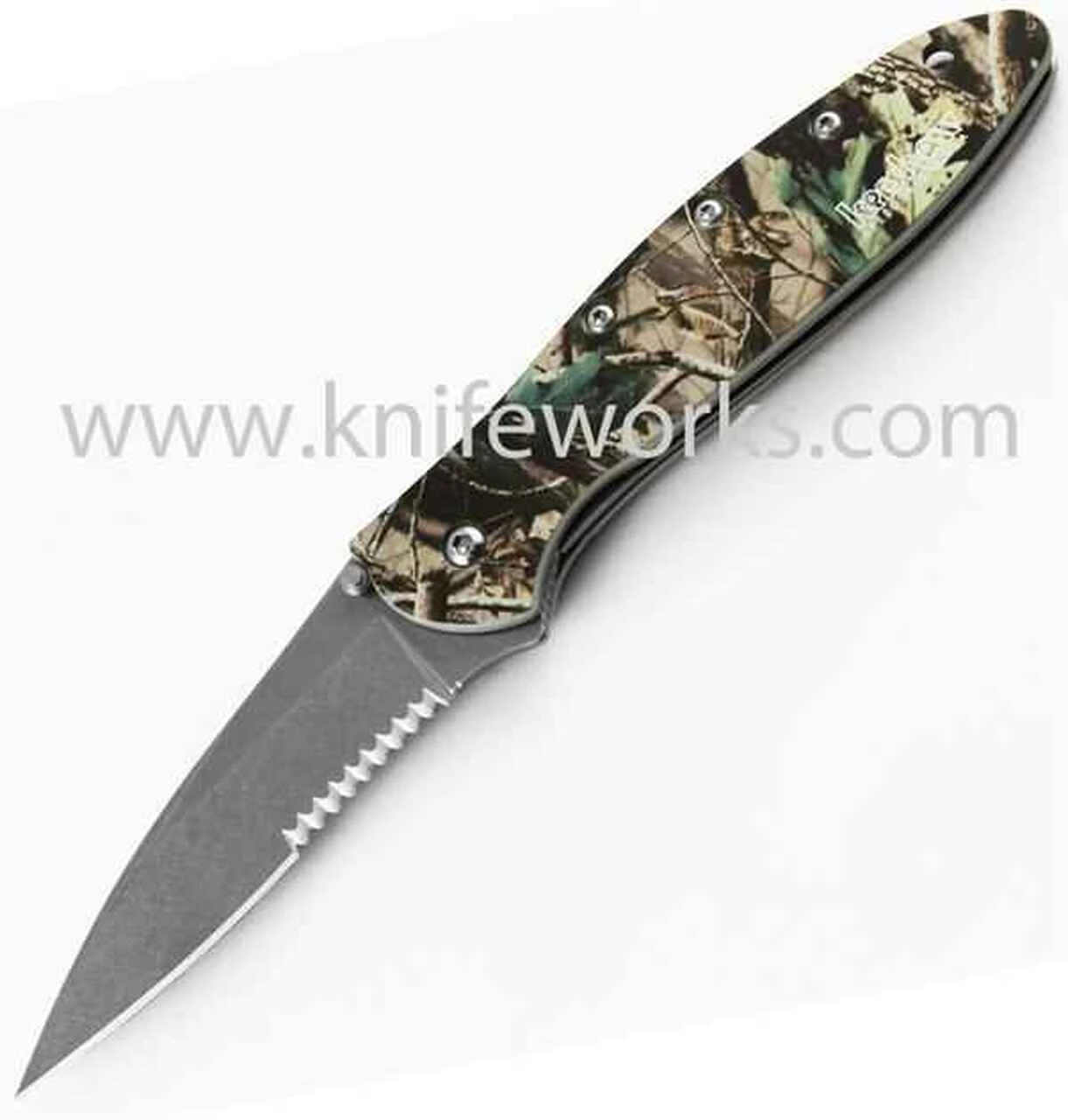Kershaw Knives Kershaw 1660RTST Ken Onion Leek, 3" Sandvik 14C28N Stonewash Combo Edge, 410 SS Camo Handle 1 Kershaw Knives Kershaw 1660RTST Ken Onion Leek, 3" Sandvik 14C28N Stonewash Combo Edge, 410 SS Camo Handle