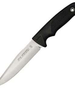Linder Super Edge 3, 5 1/8" ATS-34 Stainless Blade, w/ Open Top Black Leather Belt Sheath