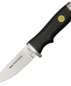 Linder Handlelight, 3 1/2" ATS-34 Stainless Drop Point Blade, w/ Black Leather Belt Sheath