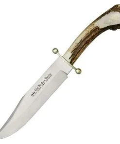 Linder Old Western Bowie, 7" Bowie, w/ Brown Leather Belt Sheath