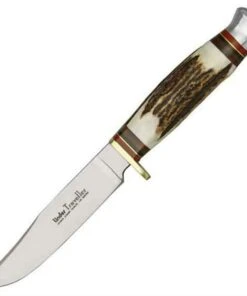 Linder Traveller, 8 1/8" Overall, w/ Dark Brown Leather Belt Sheath