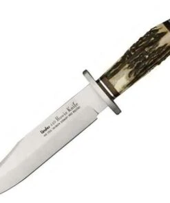 Linder Original Bowie, 7" 440A Stainless Bowie Blade w/ Browm Leather Sheath