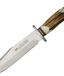 Linder Original Bowie, 7 3/4" 440 Stainless Bowie Blade w/ Brown Leather Sheath