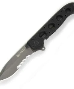 CRKT M21-12G Spear Point, 3.1" 8Cr14MoV Combo Blade, Black G-10 Handle