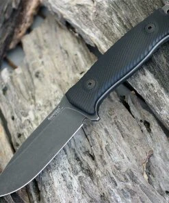 LionSteel M5 Fixed Blade, 4.5 in Stonewash Blade, Black G10 Handle