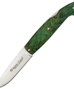 Maserin Consoli, Green Burl Wood Handles, w/ Black Leather Slip Pouch