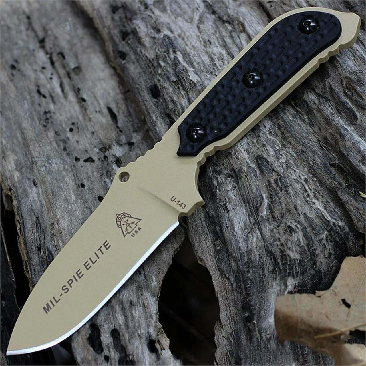 Tops Mil-Spie 3 Elite, Coyote Tan Hunters Point Blade with Black Linen Micarta 1 Tops Mil-Spie 3 Elite, Coyote Tan Hunters Point Blade with Black Linen Micarta