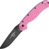 Ontario Rat Model I Folder, AUS-8 Steel, Pink Handle, Black PlainEdge