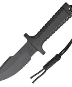 RPW Survival Knives RPW X46 5" Bowie Black, Combo Edge, w/ Khaki Nylon Sheath
