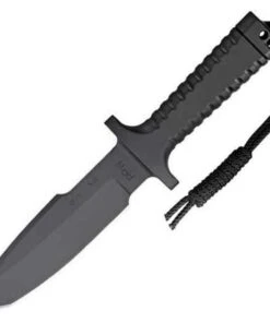 RPW Survival Knives RPW X46 6" Tanto Black, Plain Edge, w/ Khaki Nylon Sheath
