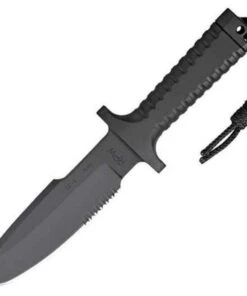 RPW Survival Knives RPW X46 6" Tanto Black, Combo Edge, w/ Khaki Sheath