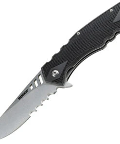 CRKT Ruger 1702 Follow-Through, 3.75 in. Drop Point Combo Blade, Matthew Lerch Design Linerlock Folding Knife