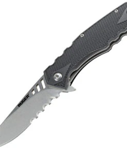 CRKT Ruger 1704 Follow-Through Compact, 3.25 in. Drop Point Combo Blade, Matthew Lerch Design Linerlock Folding Knife