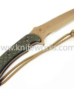 Spartan Blades Ares, Plain Flat Dark Earth Blade, Green Micarta Scale, Coyote Tan MOLLE Sheath