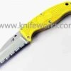 Spyderco Knives Spyderco Enuff Sheepfoot Salt-FB31SYL, 2.75" H1 Steel Serrated, Yellow FRN Handle