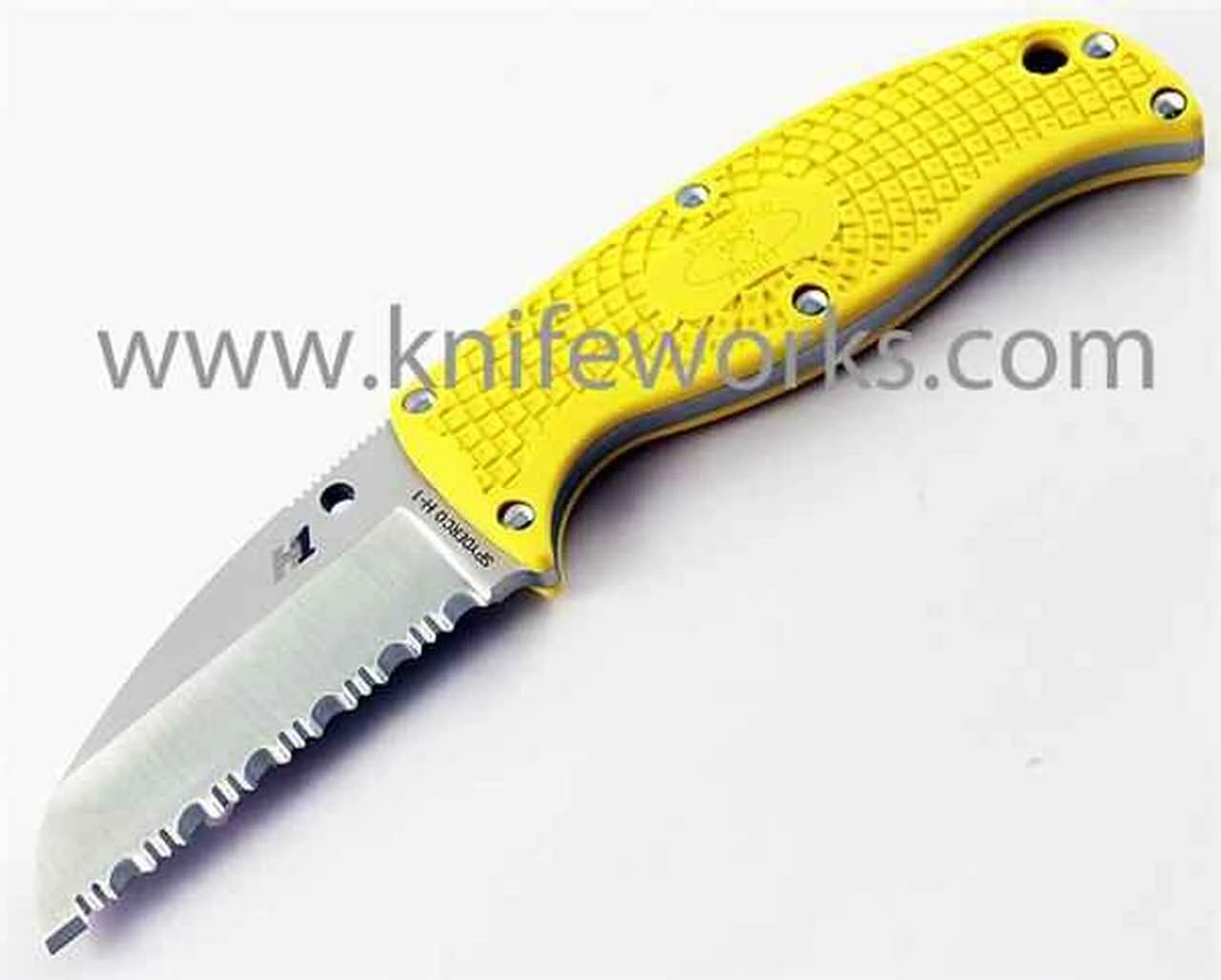 Spyderco Knives Spyderco Enuff Sheepfoot Salt-FB31SYL, 2.75" H1 Steel Serrated, Yellow FRN Handle 1 Spyderco Knives Spyderco Enuff Sheepfoot Salt-FB31SYL, 2.75" H1 Steel Serrated, Yellow FRN Handle