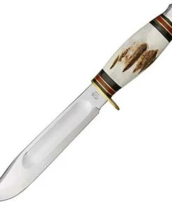 J. Adams Sheffield England J.A. Sheffield England Bowie, Carbon Steel, Genuine Stag Handle, Plain Edge