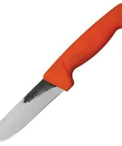 Svord Knives Svord SVKGO Kiwi General Outdoors, 4.75" SS Plain Blade, Orange Poly Handle, Black Leather Sheath